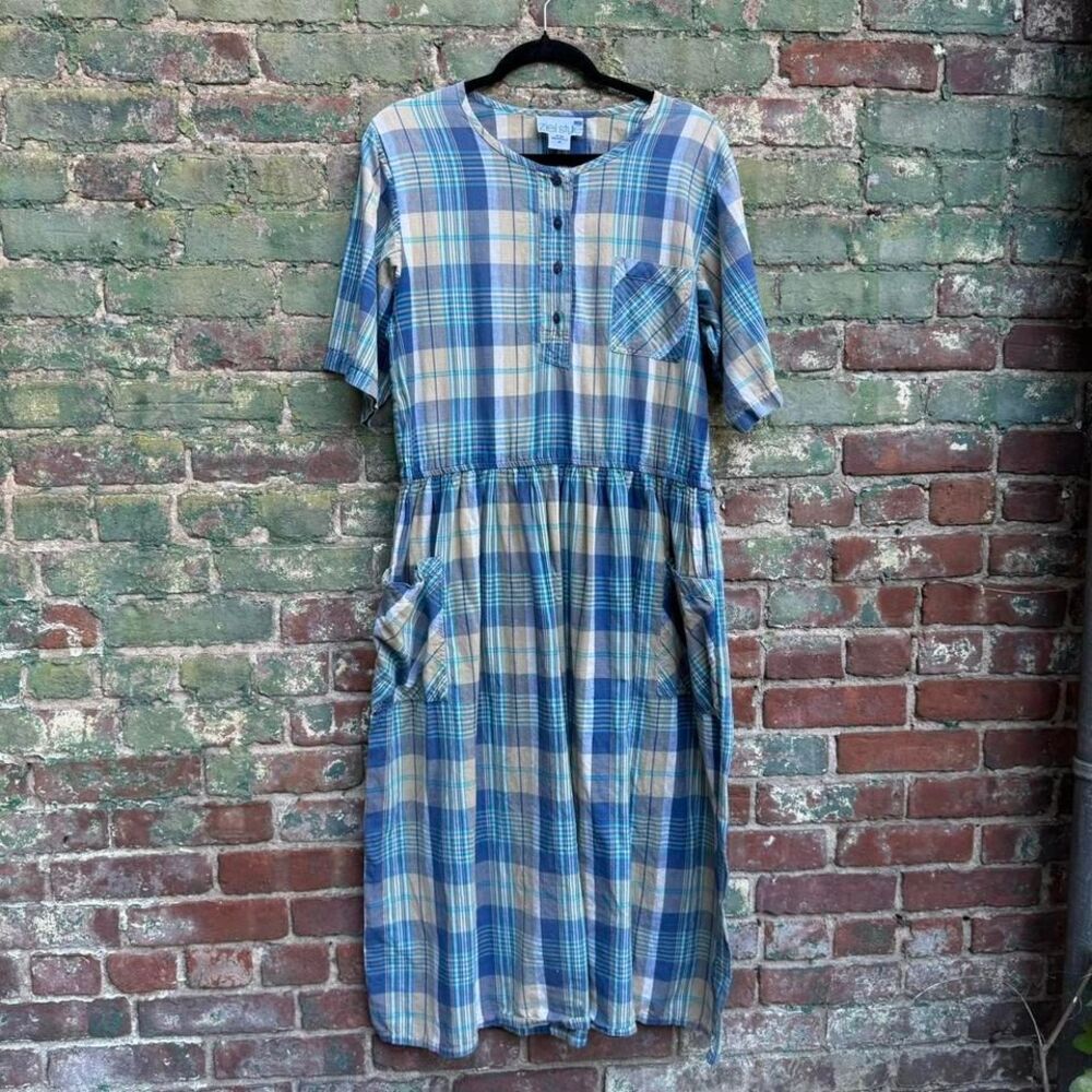 Vintage Plaid Midi Dress